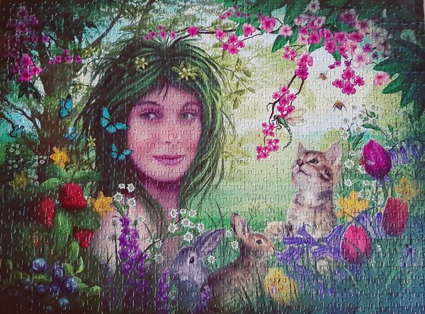 Puzzel-1000-stukjes-Bluebird-spirit_of_spring_lady.-600-444