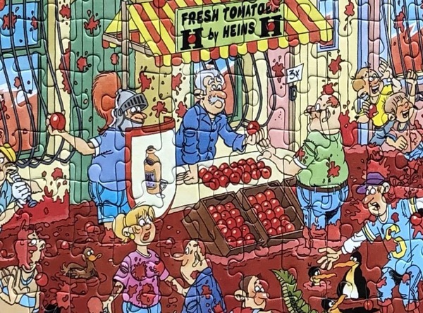 Jan van Haasteren Tomatina Terugkerend element Fles Drank en Glas