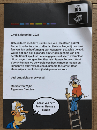 Jan van Haasteren Samen Bouwen Papiertje bijgesloten