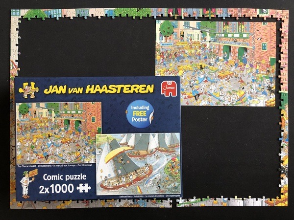 Jan van Haasteren ‘De Kaasmarkt’ 1000 stukjes - rechte randen en doos en poster